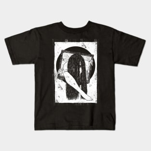 TV Set SADAKO (white print) Kids T-Shirt